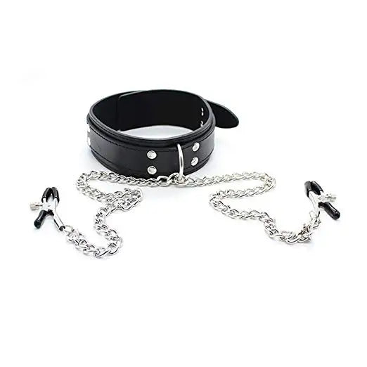 Collier BDSM avec chaines pour tétons