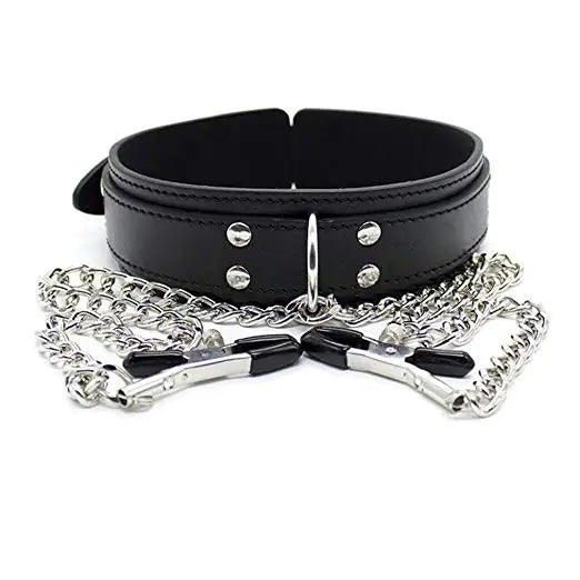 Collier BDSM avec chaines pour tétons